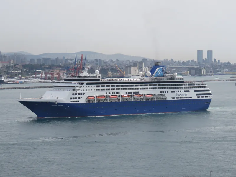 Cruise ship Celestyal Journey entering Istanbul through the Bosphorus from the south, March 2024 03