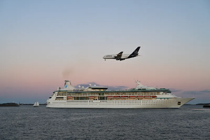 Lufthansa A380 D-AIMC and Vision of the Seas at Boston