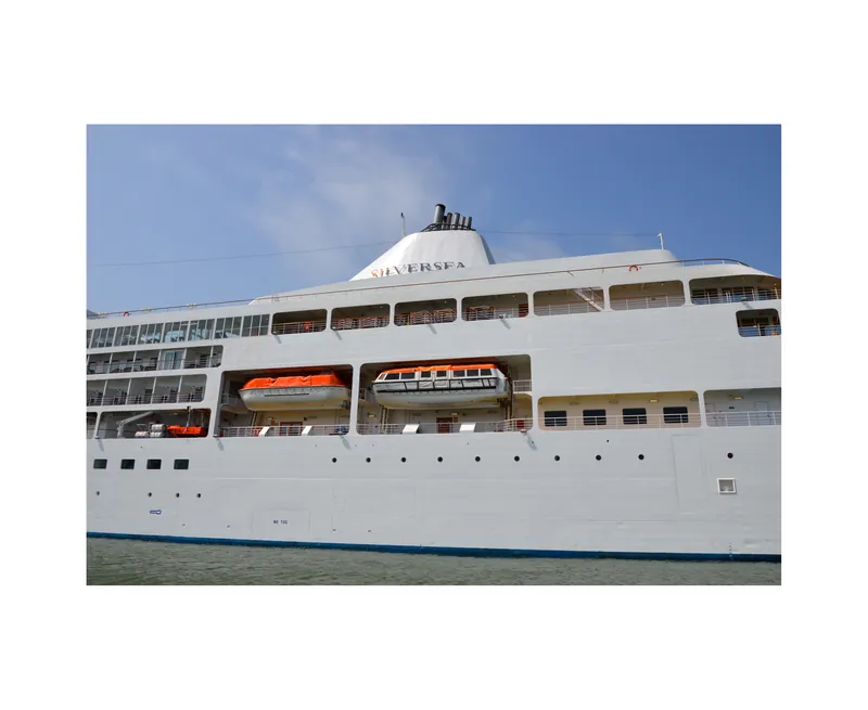 Lifeboats on cruise ship Silver Whisper in the Port of Brugge - Zeebrugge
