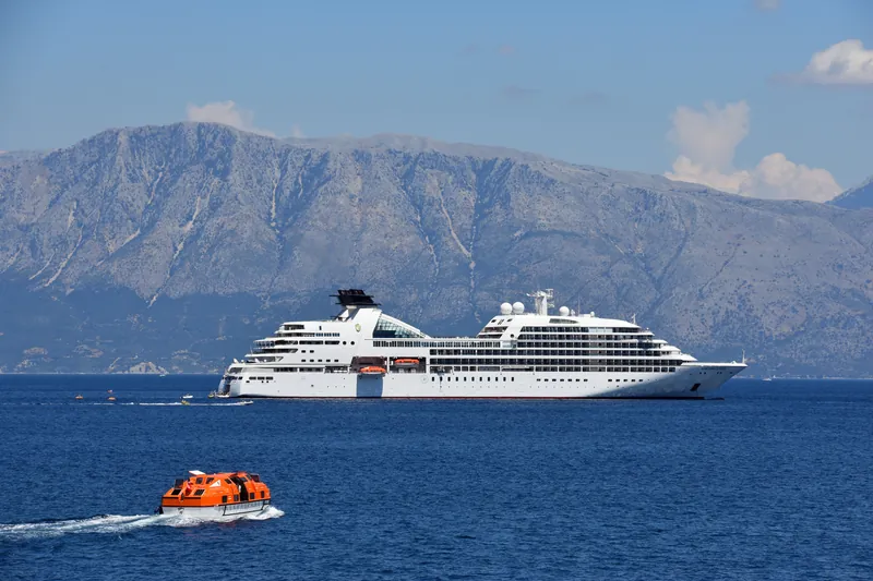 Seabourn Odyssey (ship, 2009) near Meganisi in 2018
