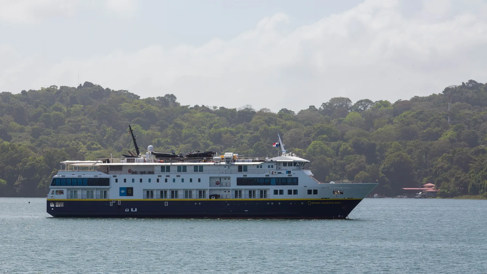 National Geographic Quest anchored off of the Smithsonian Tropical Research Institute