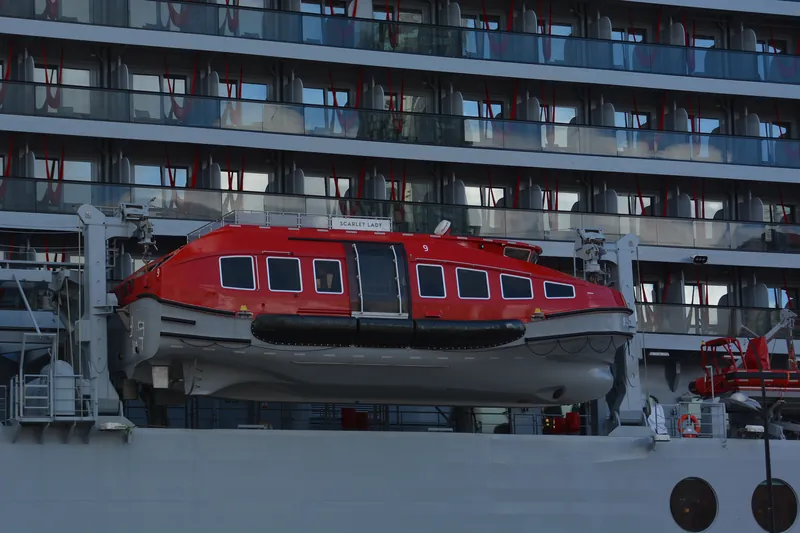 A lifeboat on the cruise ship Scarlet Lady