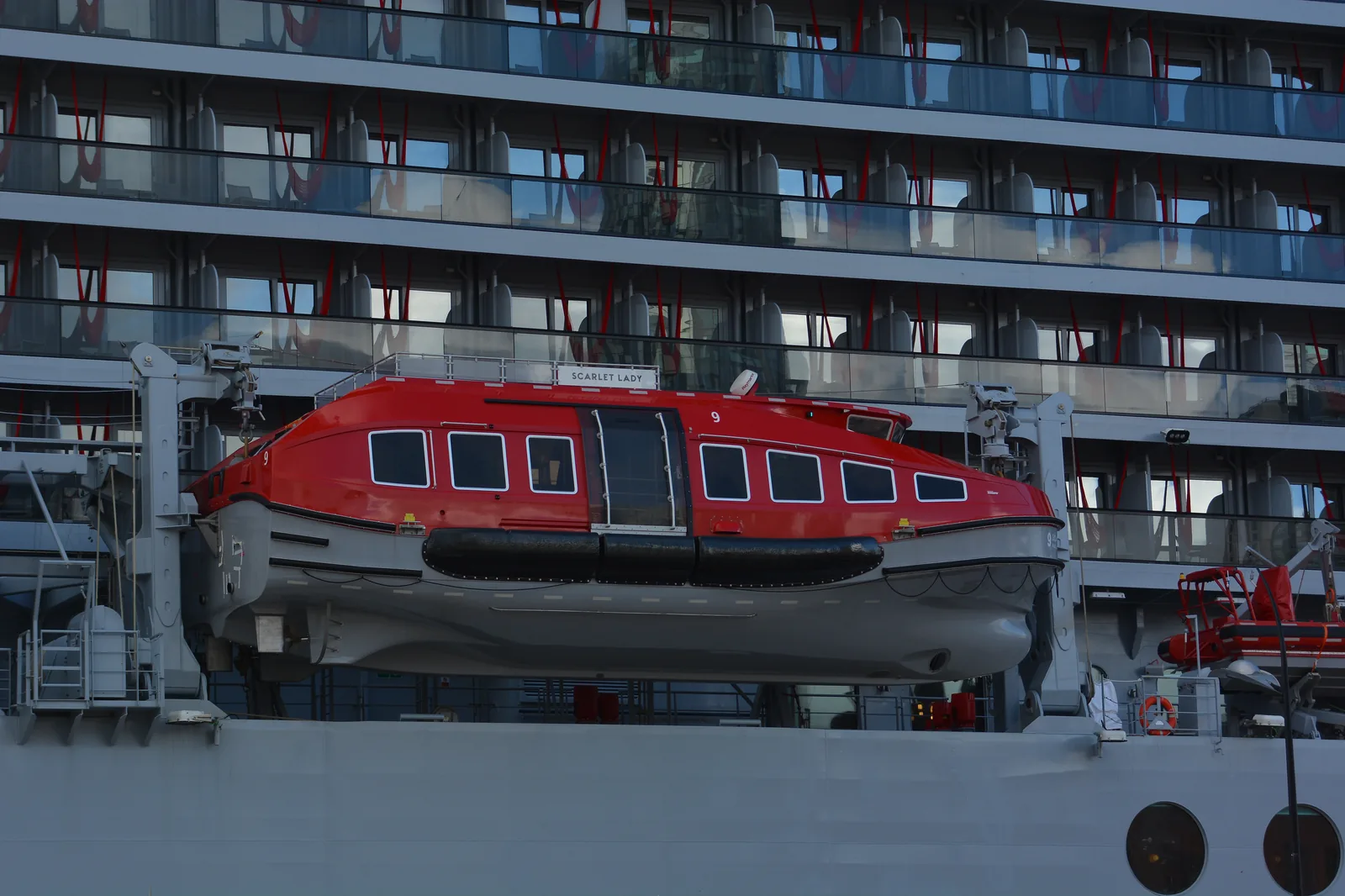 A lifeboat on the cruise ship Scarlet Lady