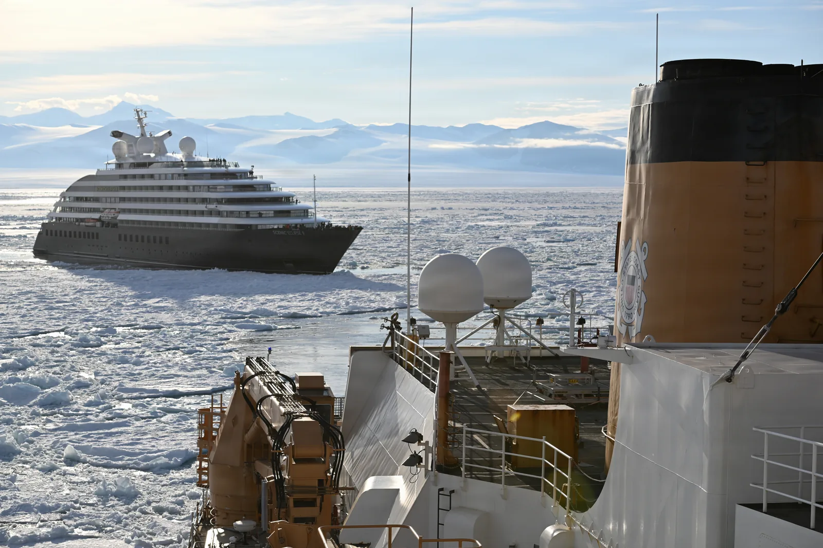 USCGC Polar Star (WAGB 10) escorts an Australian -owned cruise ship out of pack ice in the Ross Sea - 260117-G-FN033-1008