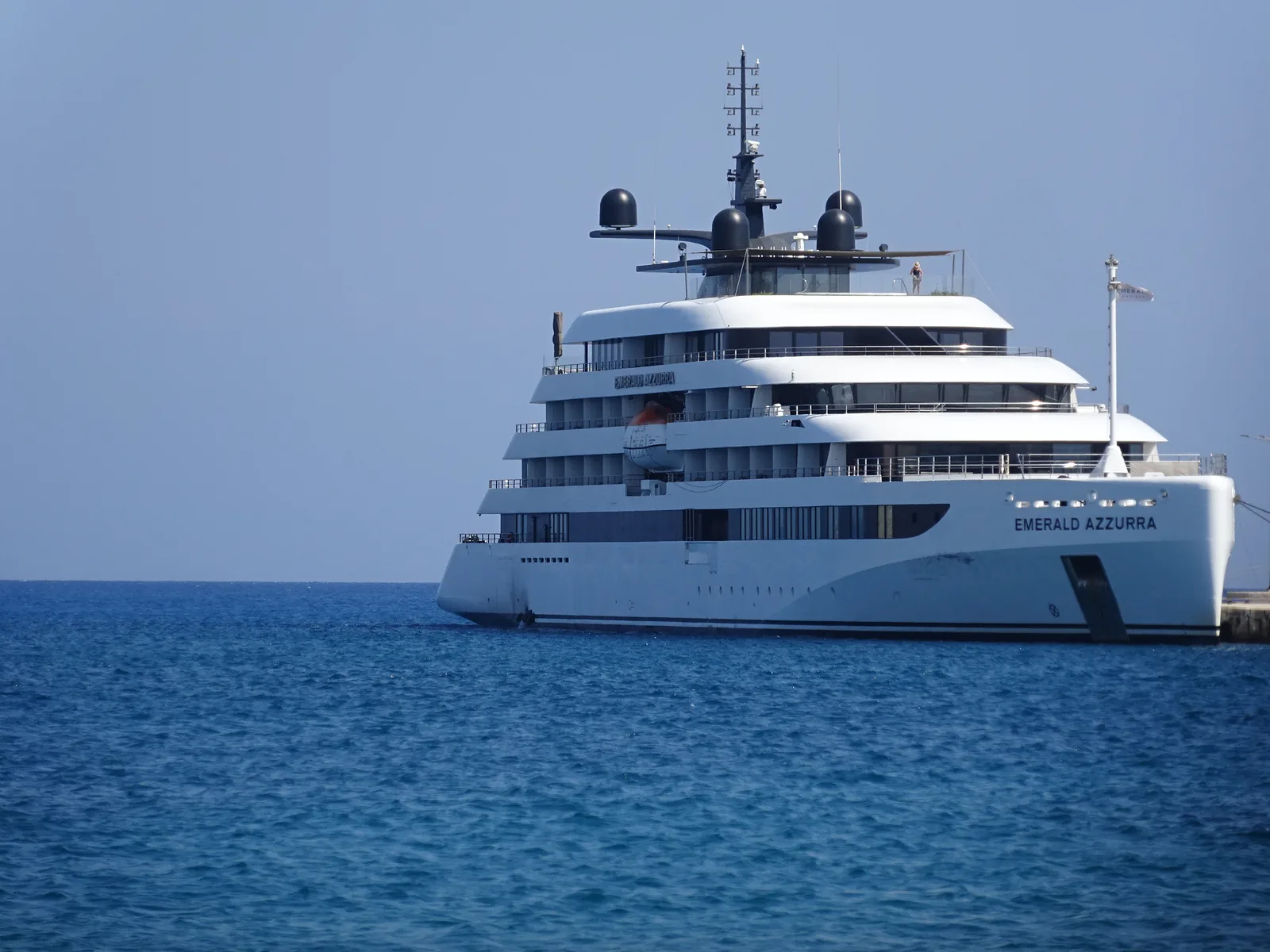 Emerald Azzurra moored at Quay in Port of Rhodes 26 August 2023